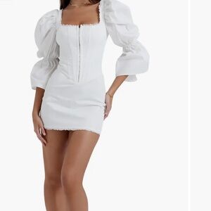 House of CB White Puff Sleeve Mini Dress